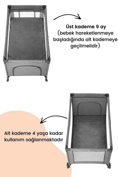 Gulz Lindo Park Yatak Oyun Parkı Bebek Beşik 70x120 Cm - 2