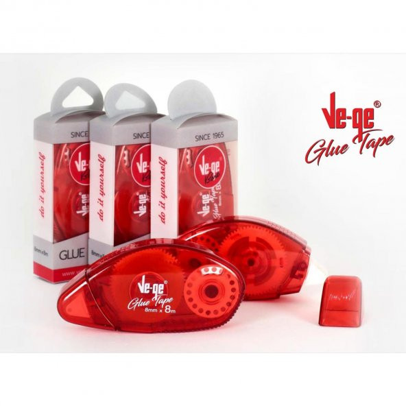 Ve-Ge Glue Tape Şerit Bant Kırmızı 8mm x 8m