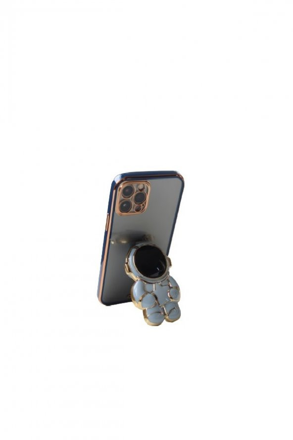 Apple iphone 12 Uyumlu Kılıf Astronot Gizli Standlı Silikon Lazer Arkası şeffaf Tpu