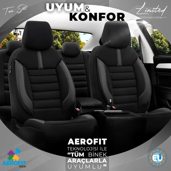 Otom Limited Design Ekstra Destekli Oto Koltuk Kılıfı  Siyah-Gri - 3