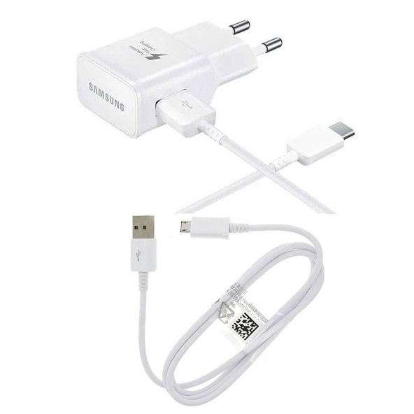 Samsung Xiaomi Mi 10 TA20 Micro & Type-C Kablolu 15W Hızlı Şarj Aleti Beyaz (Samsung Türkiye Garantilidir)