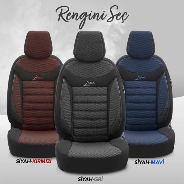 Otom Line Design Ekstra Destekli Oto Koltuk Kılıfı  Siyah-Gri - 6