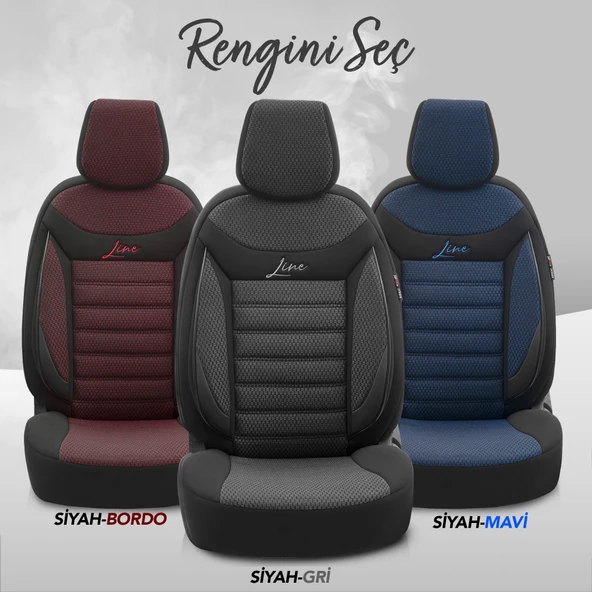 Otom Line Design Ekstra Destekli Oto Koltuk Kılıfı Siyah-Bordo - 6
