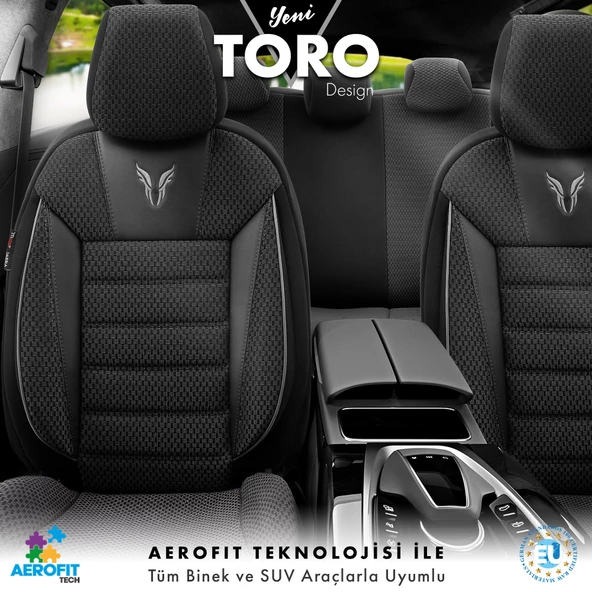Otom Toro Design Ekstra Destekli Oto Koltuk Kılıfı  Siyah-Gri - 3