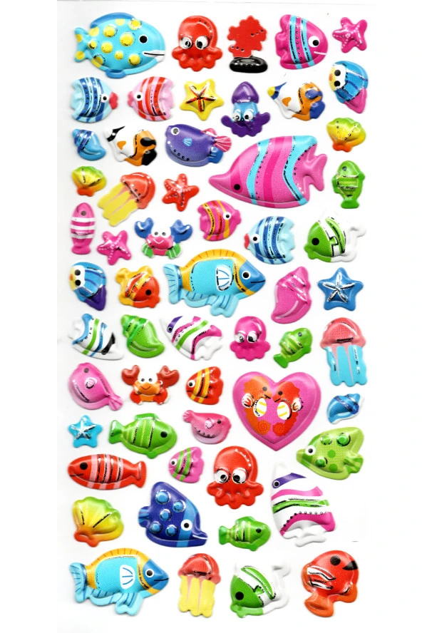 Sticker Kabartmalı Stiker Defter, Planlayıcı Etiket (limlra-034) - 17X9 cm - Balıklar