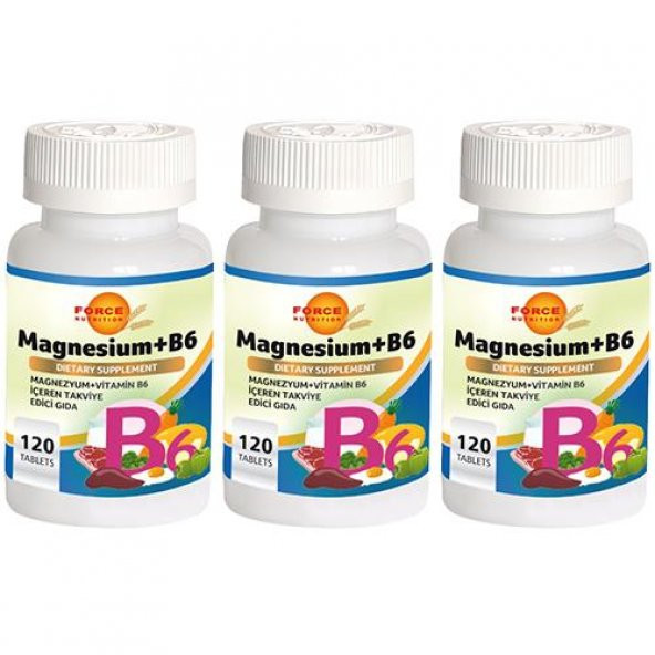Force Nutrition Magnesium Vitamin B6 Vitamini 3x120 Tablet Magnezyum