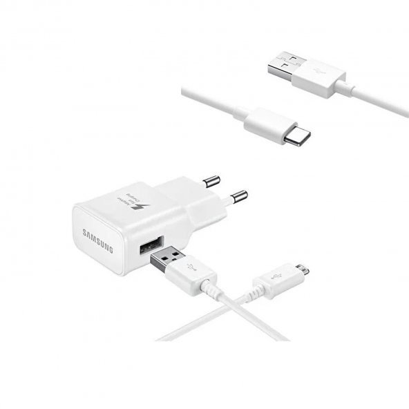 Samsung Galaxy Note 10 TA20 Micro & Type-C Kablolu 15W Hızlı Şarj Aleti Beyaz (Samsung Türkiye Garantilidir) - Resim 2