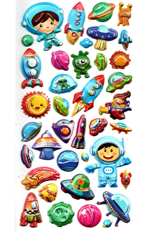 Sticker Kabartmalı Stiker Defter, Planlayıcı Etiket (limlra-025) - 17X9 cm - Uzay, Astronot