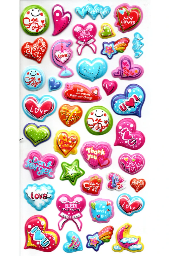 Sticker Kabartmalı Stiker Defter, Planlayıcı Etiket (limlra-017) - 17X9 cm - Kalp Love