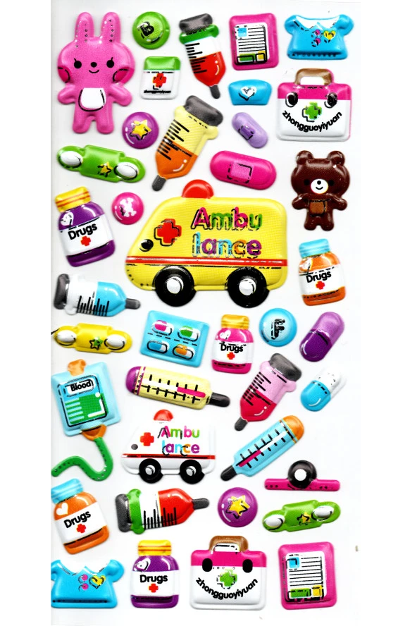 Sticker Kabartmalı Stiker Defter, Planlayıcı Etiket (limlra-006) - 17X9 cm - Sevimli Ambulans ürün görseli 1