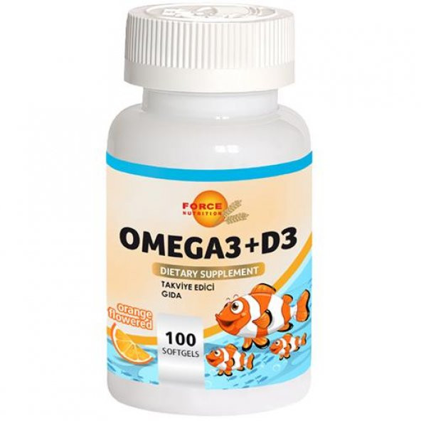 Force Nutrition Omega 3 Balık Yağı Vitamin D3 Vitamini 100 Softgel Portakal Aromalı