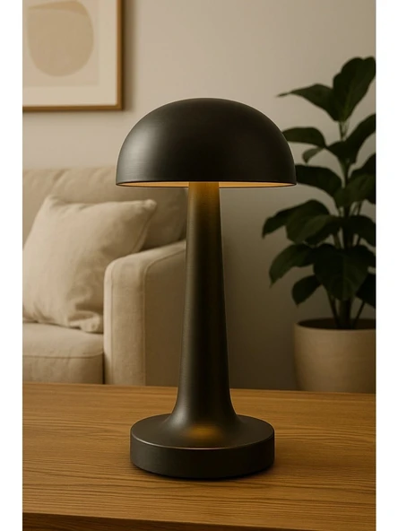 Şarjlı Masa Lambası Dimmerli Dekoratif Abajur Cata Lizbon Siyah Dokunmatik Sunum Lambası 3 Renk Işık Modu ürün görseli 1