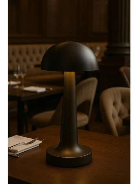 Şarjlı Masa Lambası Dimmerli Dekoratif Abajur Cata Lizbon Siyah Dokunmatik Sunum Lambası 3 Renk Işık Modu - Resim 2