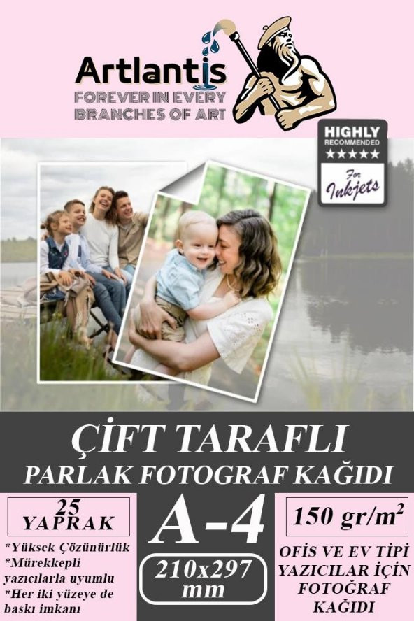 Fotoğraf Baskı Kağıdı A-4 150 Gr/m2 25li 1 Paket A4 Fotoğraf Kağıdı Ofis Ve Ev Tipi Mürekkepli Yazıcılar İçin - 1