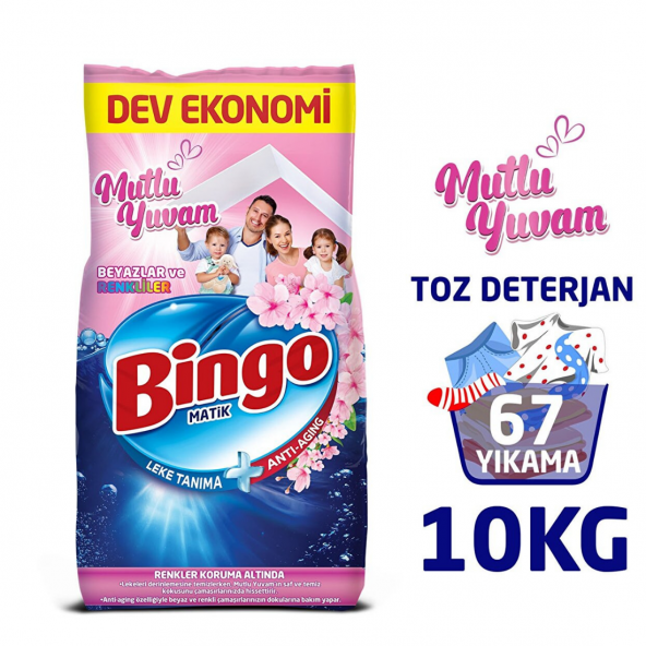 Bingo Matik 10 kg Mutlu Yuvam Renkliler ve Beyazlar Toz Çamaşır Deterjanı