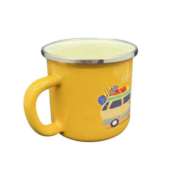 Orcamp Retro Emaye Kupa Bardak Adventure Hardal (OUT-1900) - 2