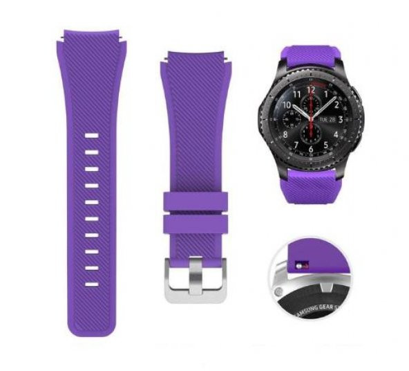 Samsung Gear S3 46mm Frontier Klasik Uyumlu Silikon Saat Kordon Kayış - 6