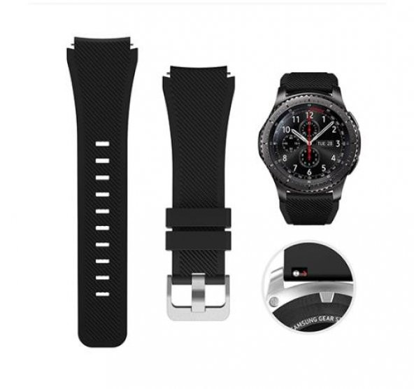 Samsung Gear S3 46mm Frontier Klasik Uyumlu Silikon Saat Kordon Kayış - 8