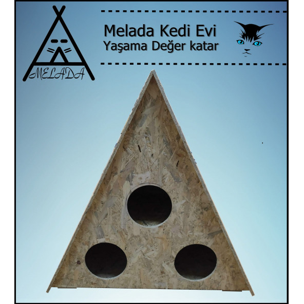 Melada Kedi Evi Dış Ortam Uygun Ahşap Kedi Evi OSB 78x76x35 cm - 2