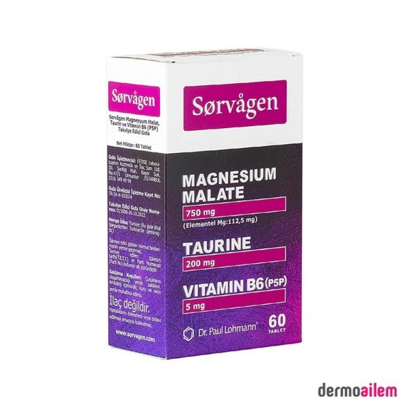 Sorvagen Magnezyum Malat Taurin ve Vitamin B6 60 Tablet