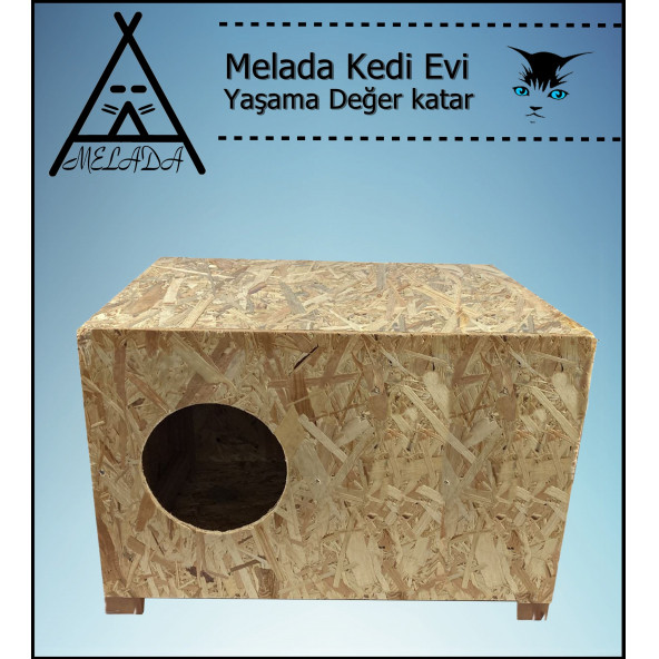 Melada Kedi Evi Dış Ortam Uygun Ahşap Kedi Evi OSB 60x40x30 cm - 3