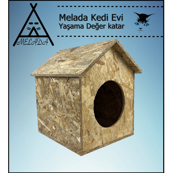 Melada Kedi Evi Dış Ortam Uygun Ahşap Kedi Evi OSB 39x32x30 cm - 2