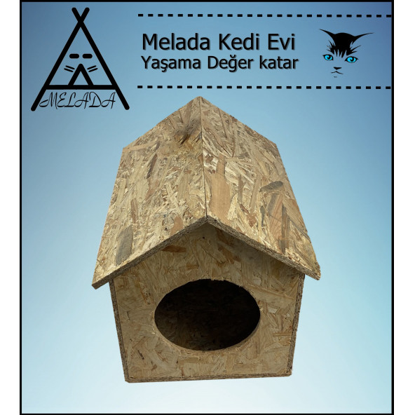 Melada Kedi Evi Dış Ortam Uygun Ahşap Kedi Evi OSB 39x32x30 cm - 4
