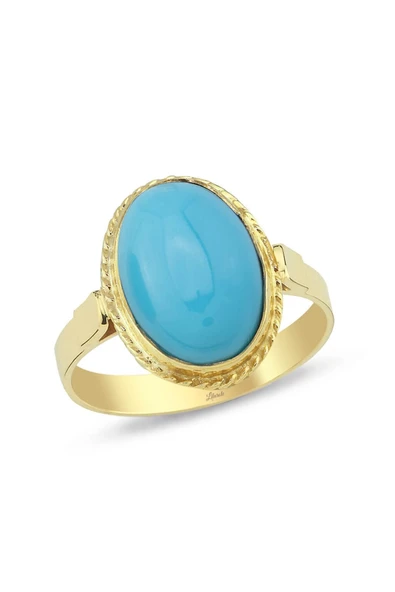 Firuzeli Oval Altın Yüzük