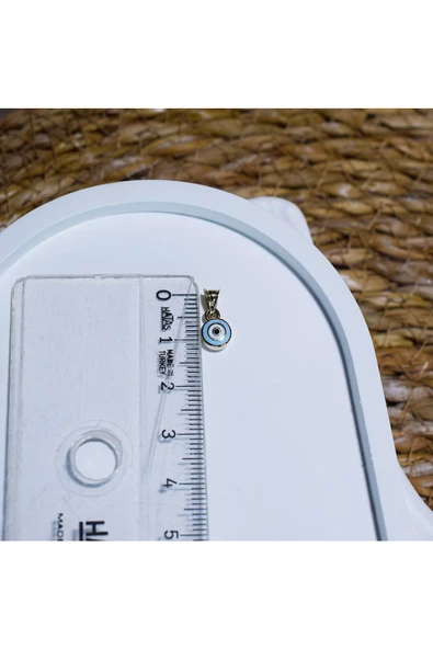 Mavi Mineli Nazar Boncuğu Altın Kolye Ucu - Resim 4