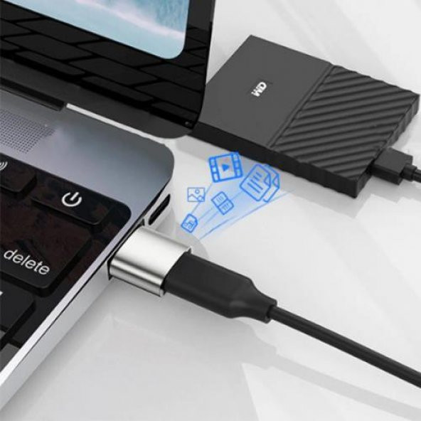 Coofbe Alüminyum Alaşım USB to Type-C Çevirici Dönüştürücü USB Çevirici Dönüştürücü Tak Çalıştır - 6