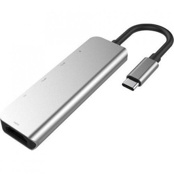 Coofbe PD Type C 5in1 60W Şarj, HDMİ ve USB Çoğaltıcı Adaptör, 2x PD Type C, 2x USB ve 1x 4K HDMi