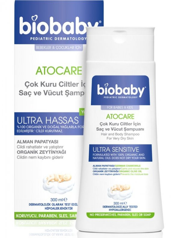 Biobaby Atocare Çok Kuru Ciltler İçin Saç ve Vucut Şampuanı 300 ml
