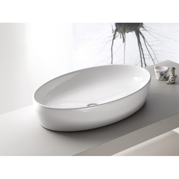 Turkuaz One 67x42 cm Batarya Deliksiz Tezgah Üstü Lavabo