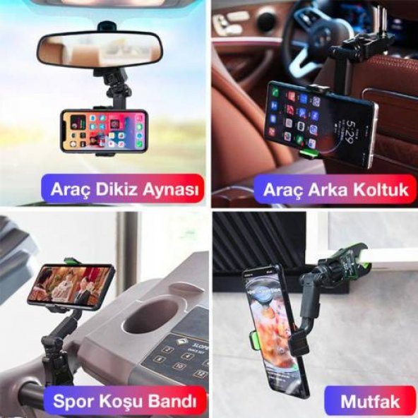 Coofbe Araç İçi Dikiz Aynasına Takılan Telefon Tutucu, Arka Koltuk, Mutfak İçi Dolap Telefon Tutucu - 5