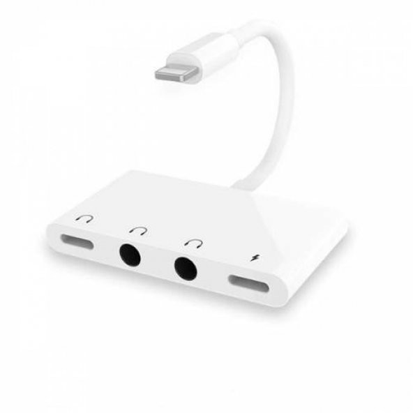 Polham Apple Lightning İphone ve İpad İçin 4in1 2x Lightning ve 2x 3.5MM Kulaklık Çoğaltıcı Adaptör