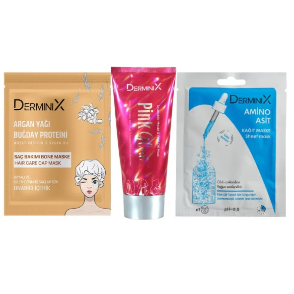 Derminix  Saç Maskesi  Pink Soyulabilir Maske  Amino Asit Kağıt Maske