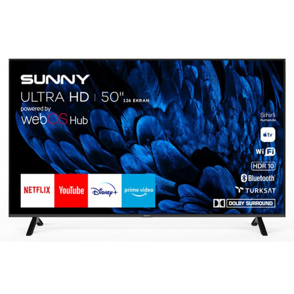 Sunny SN50FMN252 4K Ultra HD 50" 127 Ekran Uydu Alıcılı webOS Smart LED TV