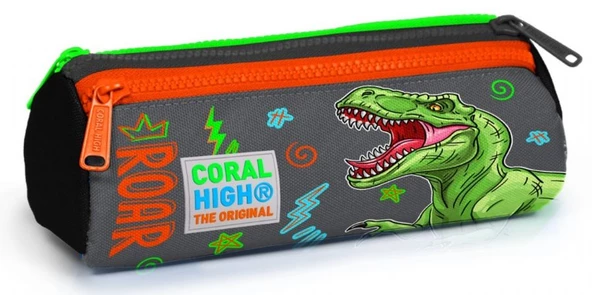 Coral High Gri Yeşil Dinazor USB Soketli Okul Çantası ve Kalemlik Seti - Erkek Çocuk - 3