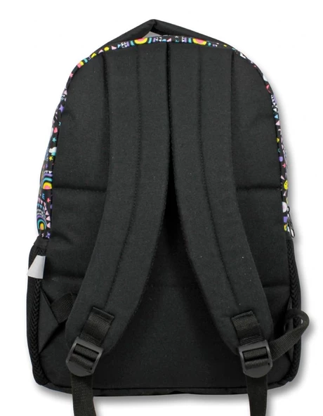 Cennec Siyah Smile Kız ve Erkek İlkokul Okul Çantası - Üç Bölmeli Sırt Çantası - Resim 3