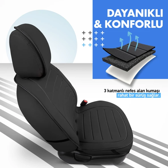 Otom Active Line Serisi Koruyucu Oto Koltuk Minderi  Siyah - 3
