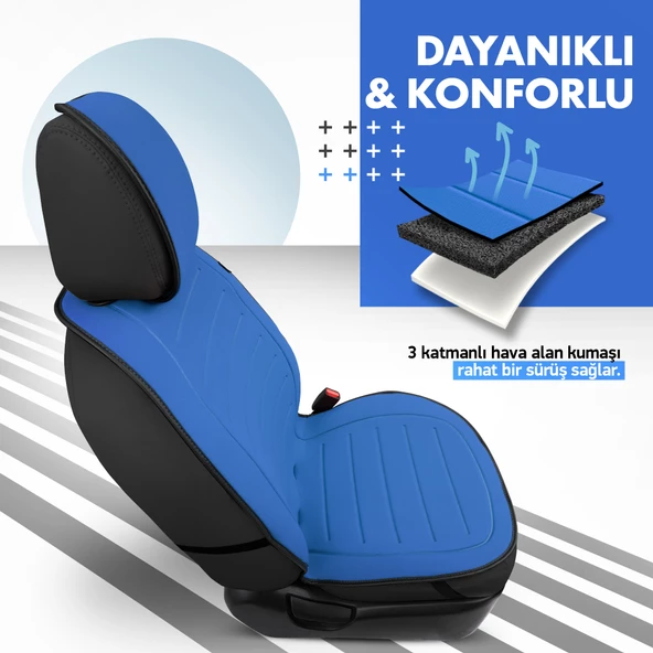 Otom Active Line Serisi Koruyucu Oto Koltuk Minderi Mavi - 3