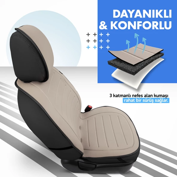 Otom Active Line Serisi Koruyucu Oto Koltuk Minderi  Bej - 3