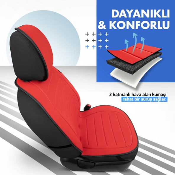 Otom Active Line Serisi Koruyucu Oto Koltuk Minderi  Kırmızı - 3