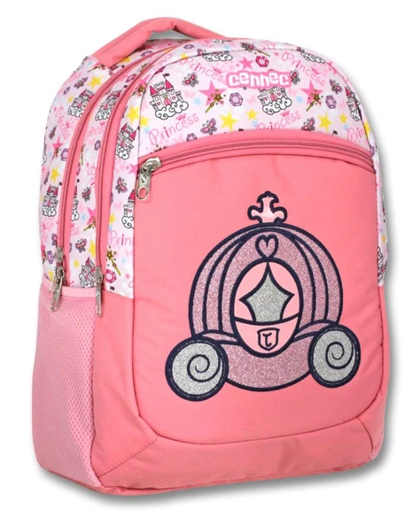 Cennec Üç Bölmeli Pembe Prenses İlkokul Okul Sırt Çantası - Kız Çocuk ürün görseli