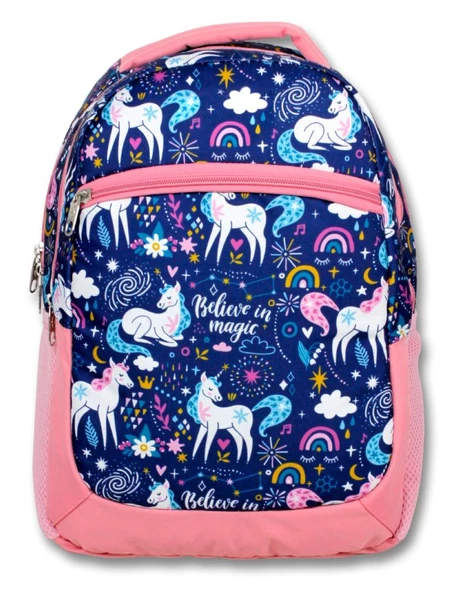 Cennec Mavi Pembe Unicornlar Kız Çocuk İlkokul Sırt Çantası - 2
