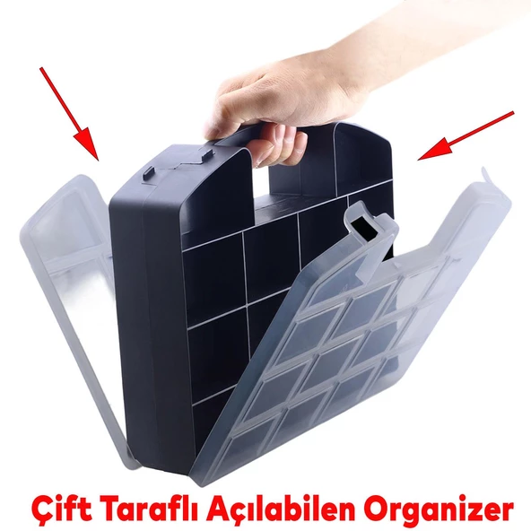 Organizer Kutu Çift Taraflı 24 Bölmeli Küçük Malzeme Alet Takım Çantası - 7