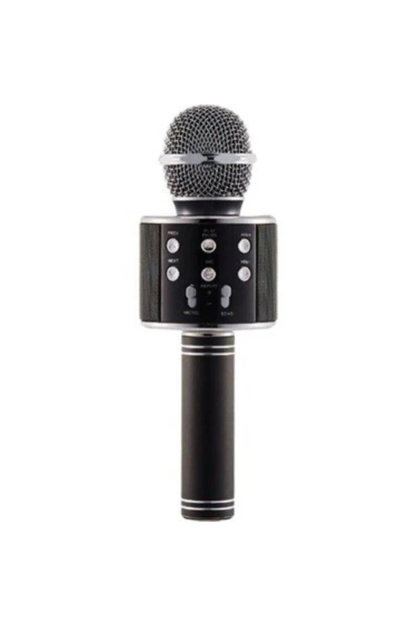 Karaoke Mikrofon Bluetooth Hoparlör Aux Usb Mikro Sd Kart Girişli Siyah  Wster Ws-858