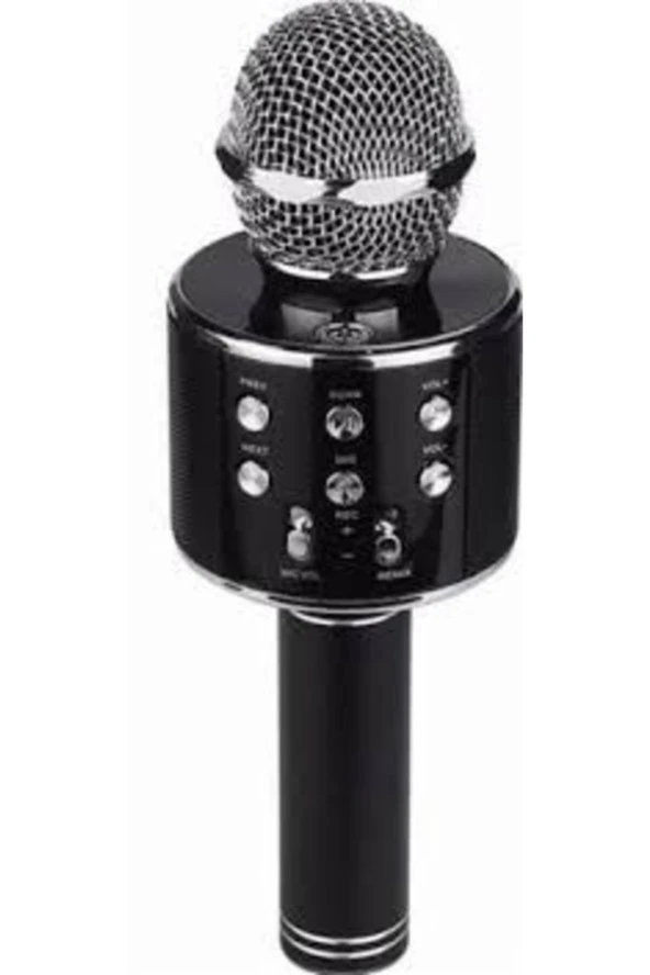 Karaoke Mikrofon Bluetooth Hoparlör Aux Usb Mikro Sd Kart Girişli Siyah  Wster Ws-858 - 3
