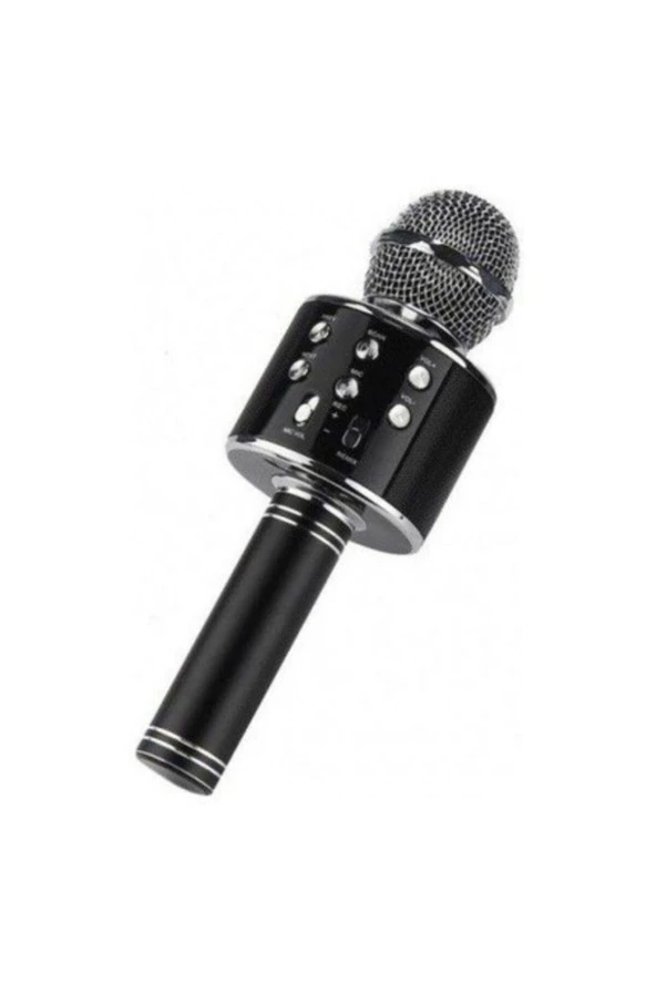 Karaoke Mikrofon Bluetooth Hoparlör Aux Usb Mikro Sd Kart Girişli Siyah  Wster Ws-858 - 4