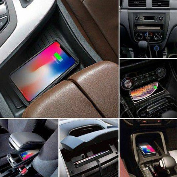 Coofbe Super Şarj 15W Kablosuz Araç Şarj Padi Masaüstü Kablosuz Şarj Padi Usb Girişli Araç Şarjı - Resim 4